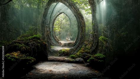 Fantasy Magic Portal Portal In The Elven Forest To Another World