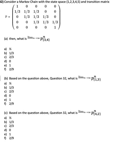 Solved Consider A Markov Chain With The State Space Chegg