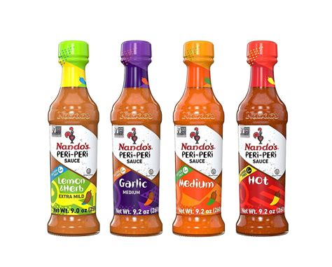 Nando S Peri Peri Hot Sauce Variety T Pack Medium Hot Garlic Lemon And Herb Piri Piri