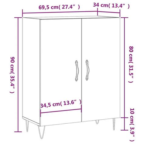 Buffet Gris B Ton 69 5x34x90 Cm Bois D Ing Nierie EBay