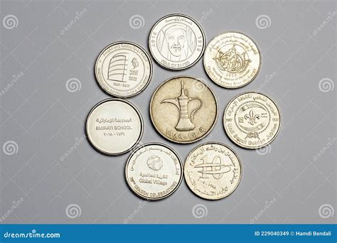 UAE 1 Dirham Coins and Isolated on White Background. Stock Image - Image of currency, metallic ...