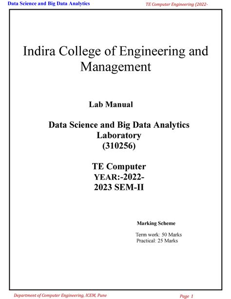 Dsbda Lab Manual 2022 23 Indira College Of Engineering And Management