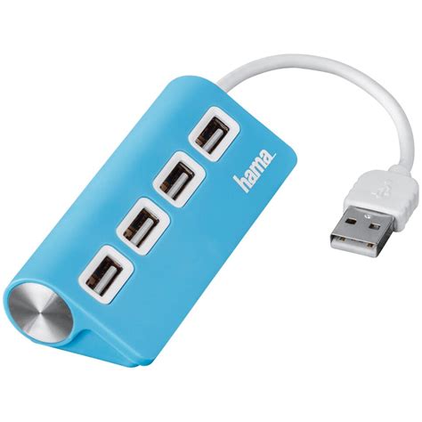 Hub Hama Cu 4 Porturi USB 2 0 Auto Alimentat Albastru EMAG Ro