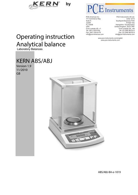 Operating Instruction Analytical Balance Manualzz