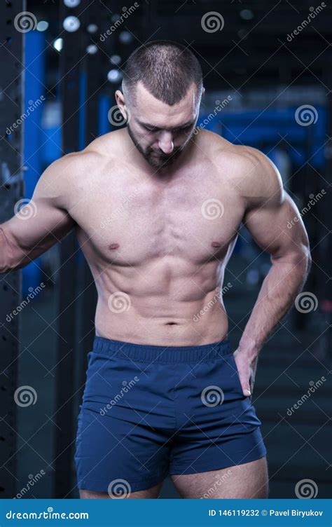 Athletic Shirtless Man Showing Well Trained Body Stock Photo Image