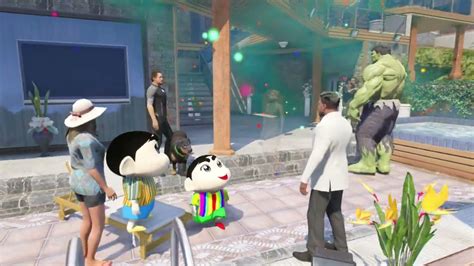 Shinchan Got Married GTA5 IronMan Celebrating Franklin Shinchan