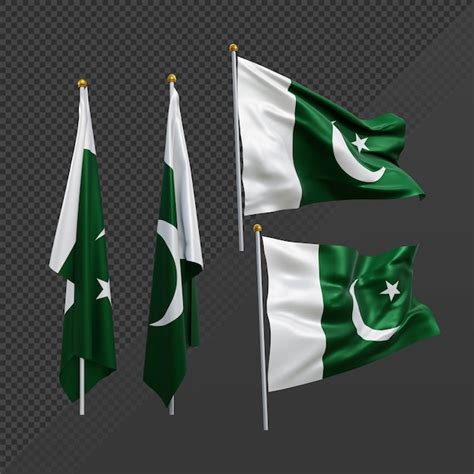 Representación 3d bandera de pakistán ondeando revoloteando y sin