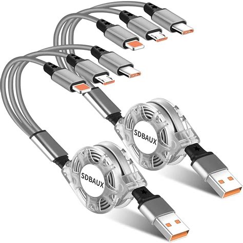 SDBAUX 3A 1M Multi 3 In 1 Cavo Retrattile USB IP Micro USB Tipo C Porta