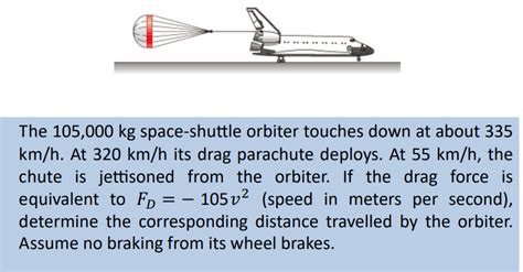 Solved The 105 000 Kg Space Shuttle Orbiter Touches Down At Chegg