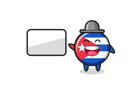 cuba flag badge cartoon illustration doing a presentation 3269011 ...