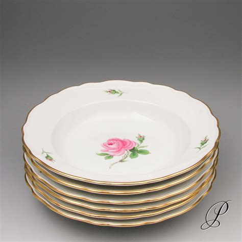 Suppenteller Meissen Im Dekor Rote Rose Porzellan Porcelain