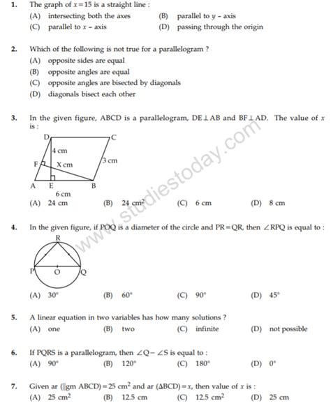 Cbse Class 9 Mathematics Question Paper Set R