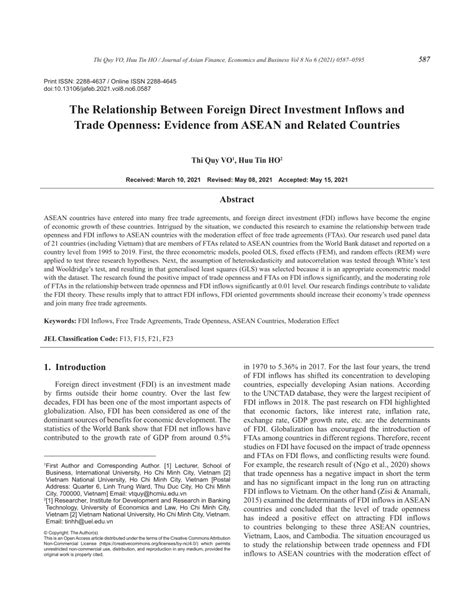 Pdf The Relationship Between Foreign Direct Investment Inflows And