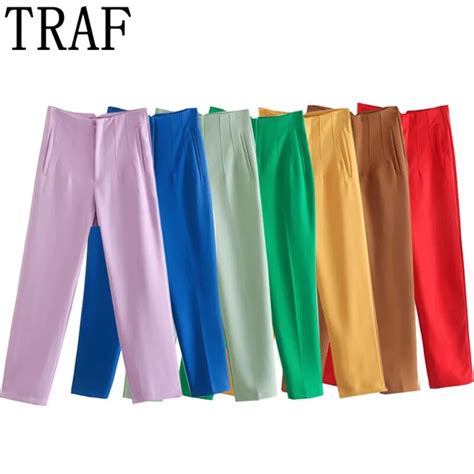 TRAF Women S Pants High Waist Pants For Women 2022 Spring Streetwear