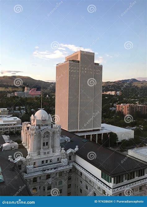 Salt Lake City Skyline with LDS Church Office Building Editorial Stock Image - Image of faith ...