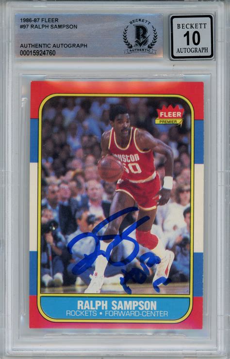 Ralph Sampson Signed Fleer Rookie Card Beckett Slab