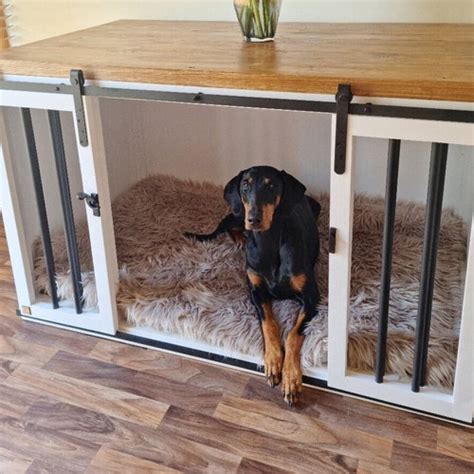 Handmade Wooden Dog Crate Furniture With Sliding Doors - Etsy