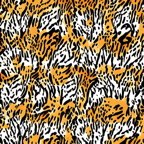 Tiger Pattern Digital Illustration Painting Seamless Pattern Creative