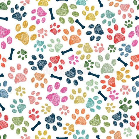 Seamless Pattern For Textile Design Seamless Doodle Black And Red Paw