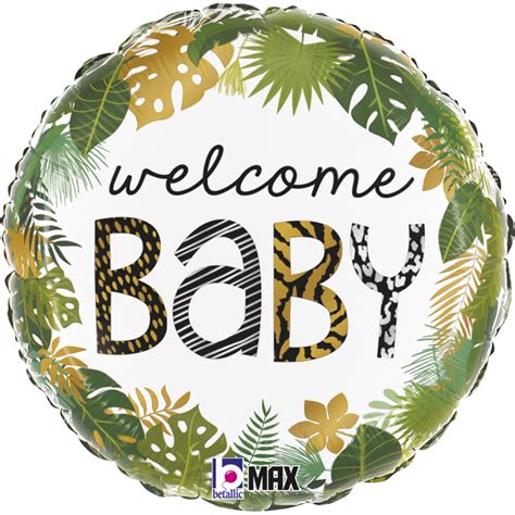 Karaloon Shop 5 Folienballons Welcome Baby Dschungel Jungel 46 Cm 18