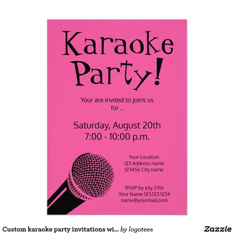 Custom karaoke party invitations with microphone | Zazzle | Karaoke ...