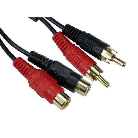 3m 2 X Rca Extension Cable Twin Phono Audio Lead Male To Female Plug Gold Ebay