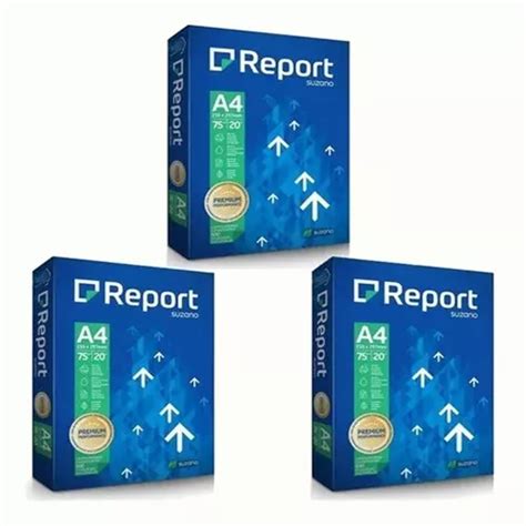 Kit 3 Resmas Papel A4 Sulfite 75gr 500 Folhas Report Premium Frete grátis