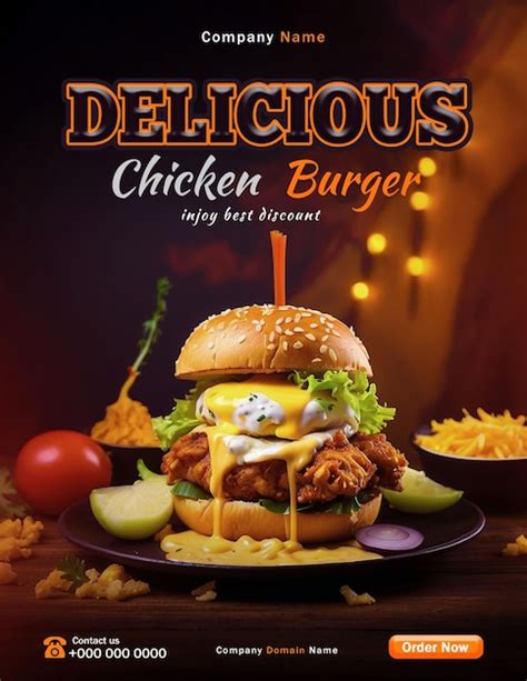 Delicious Burger Poster Template Fast Food Social Media Vertical