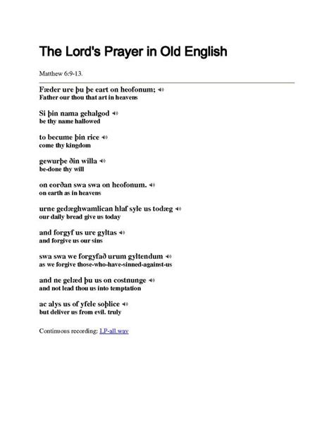 The Lords Prayer Original