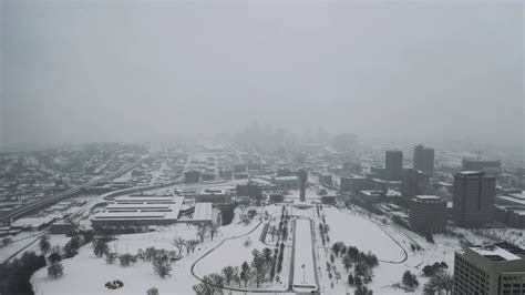 Drone Footage Of Kansas City Missouri Covered In Snow Winter Storm