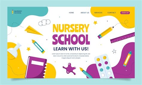 kindergarten vorlage im flachen design kostenlose vektor