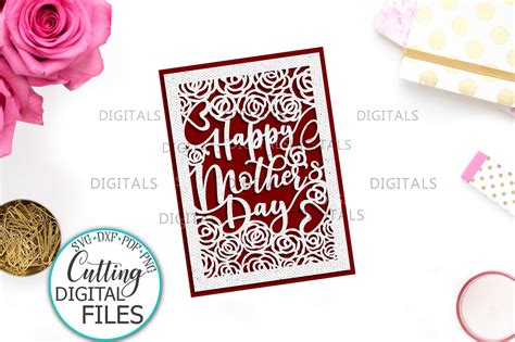 Happy Mothers Day Card Paper Cut Template Svg Dxf 553025 Templates