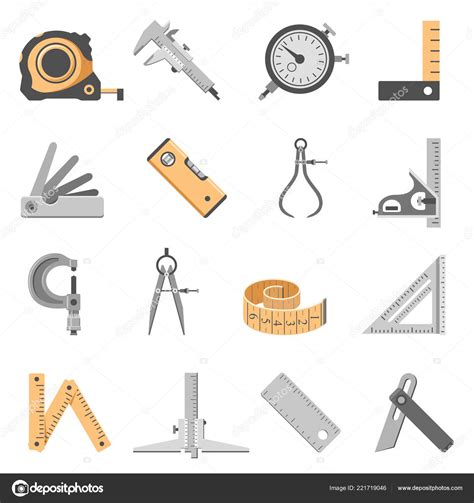 Set Sixteen Measuring Tools Icons Stock Vector By Zzelimir