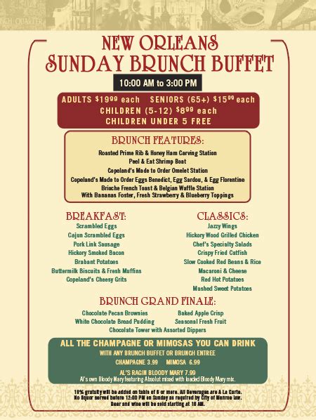 Copeland's of New Orleans in Monroe Sunday Brunch Buffet