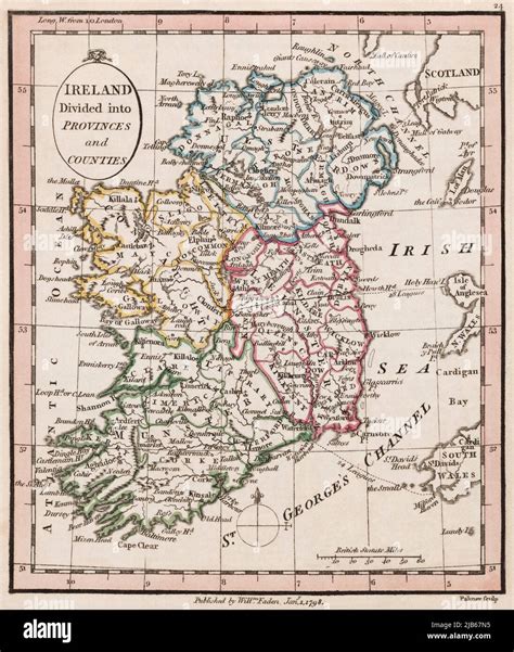 Irlanda dividida en Provincias y Condados 1798 mapa del cartógrafo