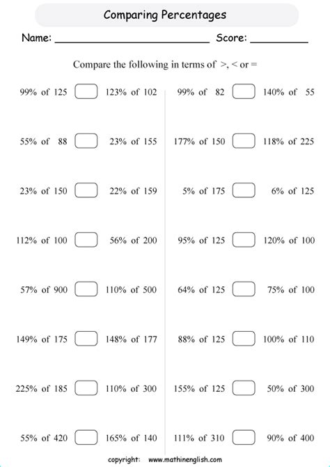 6th Grade Math Percentages Worksheets