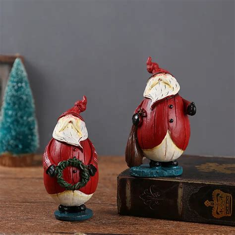 2 Piecesset Resin Santa Claus Decoration Figurine Merry Christmas