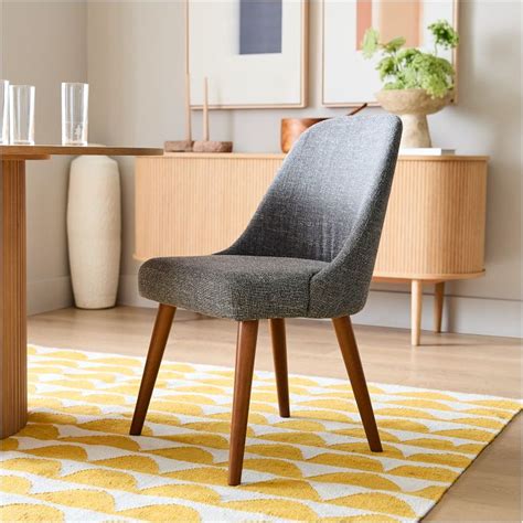 Mid-Century Upholstered Dining Chair - Wood Legs | West Elm