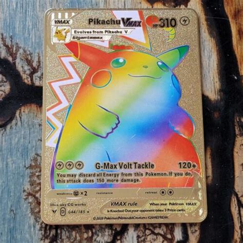 Pikachu VMAX 044 185 Rainbow Rare Gold Metal Collectibles Pokemon Card