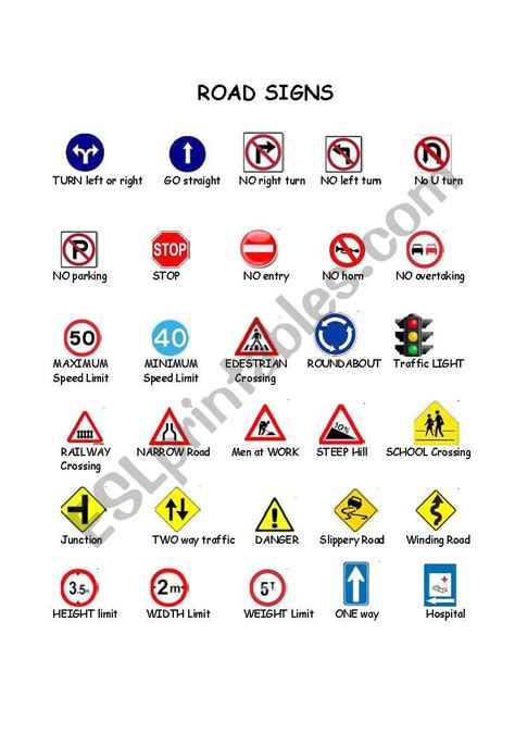 ROAD SIGNS - ESL worksheet by sayityourway2k9