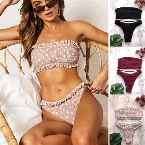 Buy Sexy Bandage Bikinis Women Sexy Fold Push Up