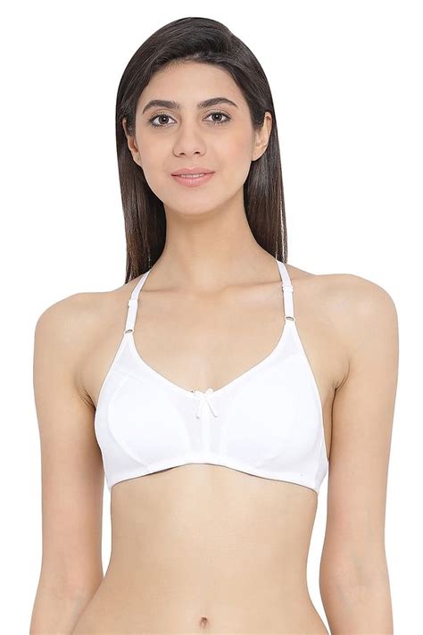 Buy Non Padded Non Wired Full Coverage Racerback Bra In White Cotton