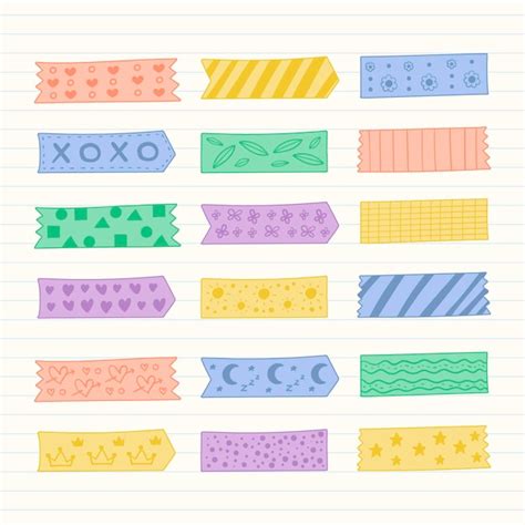 Premium Vector Hand Drawn Washi Tape Collection