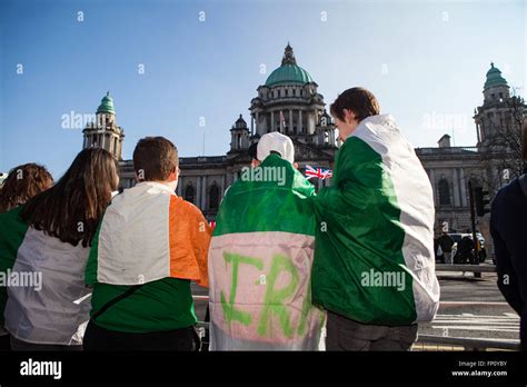 Belfast, Ireland 17th March. A Union Flag Protest outside Belfast City ...