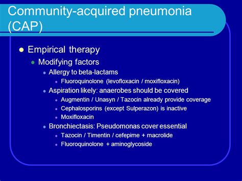 Community acquired pneumonia antibiotic guidelines