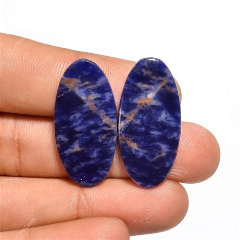 22 00 Cts Natural Sodalite Oval Cabochon Pair Loose Gemstone 29X14X4 Mm