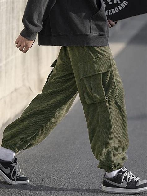 Emmiol Envío gratis 2024 Pantalones cargo jogger de pana para hombre