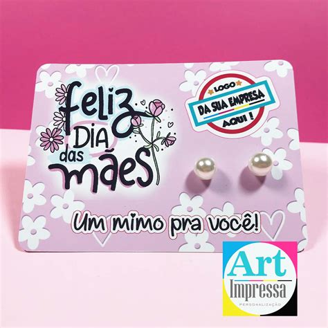 Brinco Pérola Personalizado Dia Das Mães Elo7