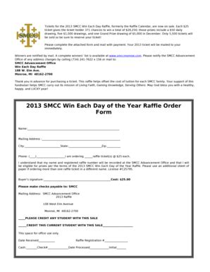 Fillable Online Smcc Win Each Day Of The Year Raffle Order Form