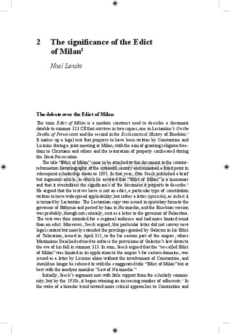 (PDF) The Significance of the Edict of Milan, in Edward Siecienski ...